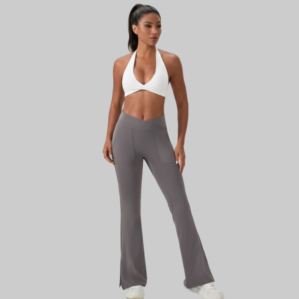 Sculpt Halter Sports Bra – Deep V Backless Gym Top - NORDUM.SHOP