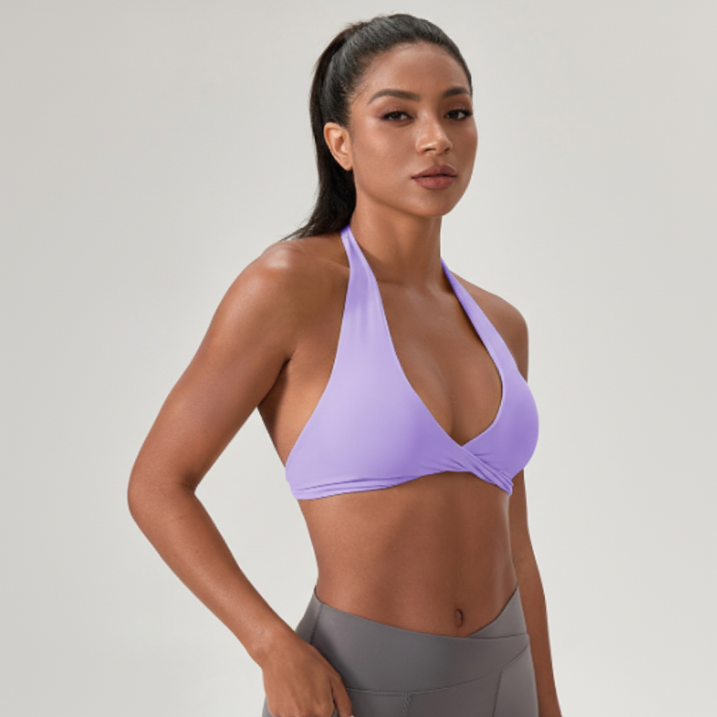 Sculpt Halter Sports Bra – Deep V Backless Gym Top - NORDUM.SHOP