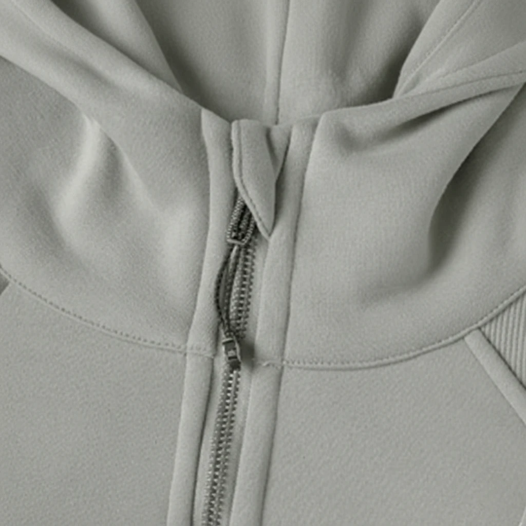 women thermal zip hoodie hooded zipper detail