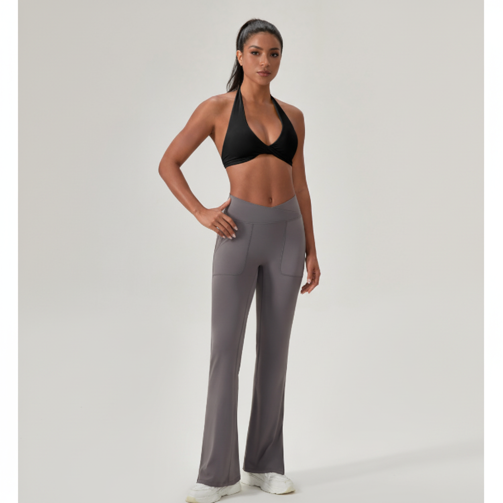 Sculpt Halter Sports Bra – Deep V Backless Gym Top - NORDUM.SHOP