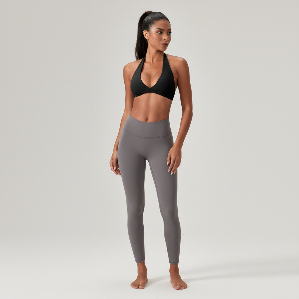 Sculpt Halter Sports Bra – Deep V Backless Gym Top - NORDUM.SHOP