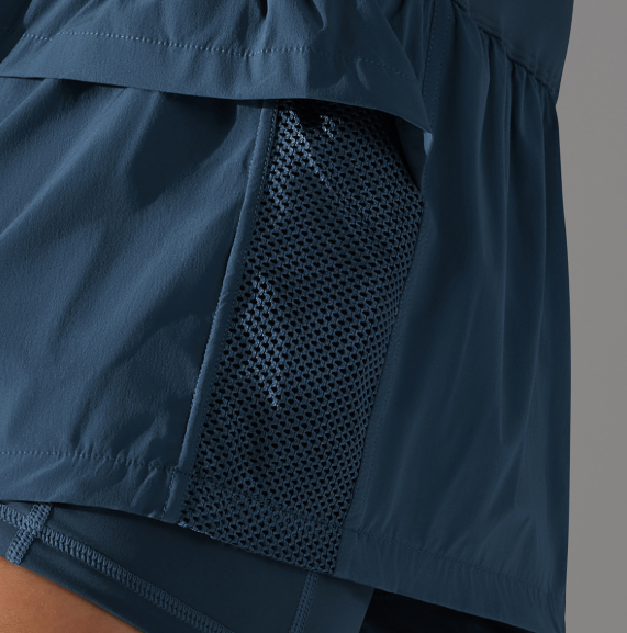 high waisted 2 in 1 shorts women mesh detail navy blue