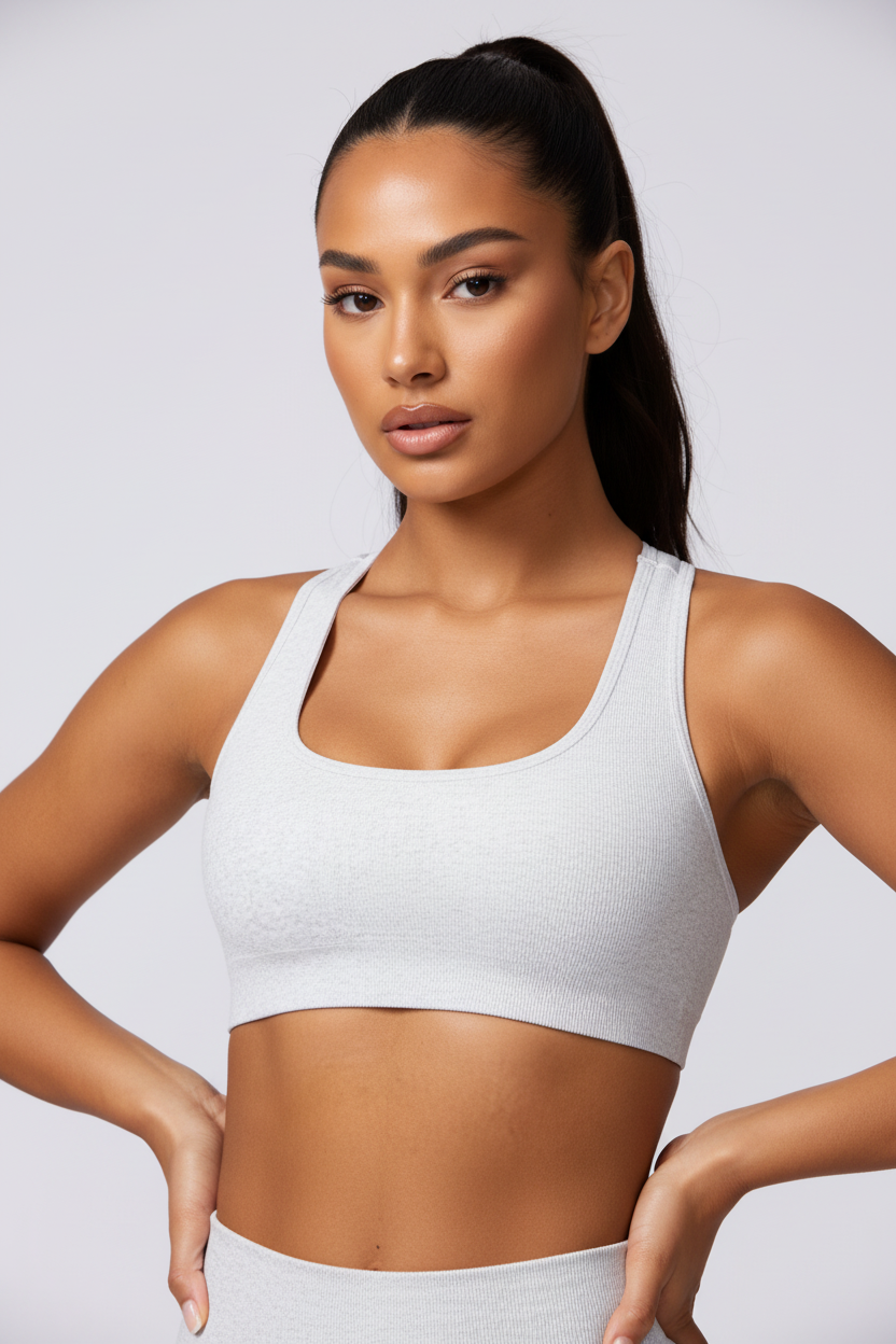 White Sports Bra Close Up
