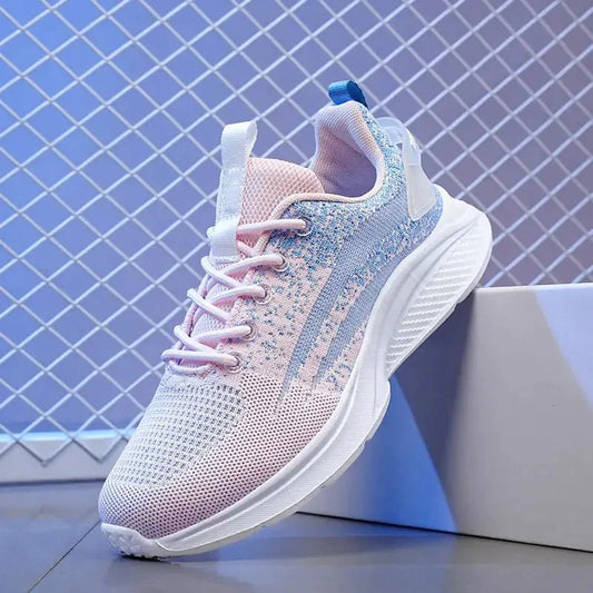 Women's Airy Mesh Sneakers Blue Pink 39 TwinTilt Steel Pet Feeder